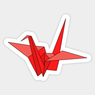 Red origami crane Sticker